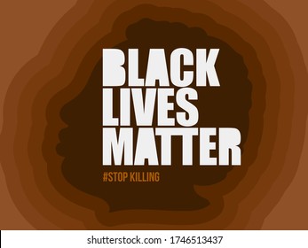 Black Lives Matter Vector Faces Activism Type Illustration Fight USA Protest Typography 