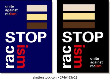 Black Lives Matter vector Illustration. Stop racism poster. Unite against racism vector design. All lives matter typographic social media poster