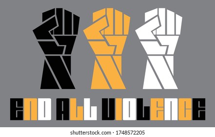 Black Lives Matter Vector Illustration with Strong Fist, Icon Poster for printed matter and Symbol