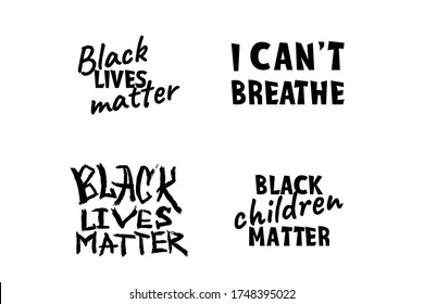Black lives matter vector quotation poster to support movement of activists against racial discrimination, violence, protest for african american people, for human rights and freeedom, silhouette text