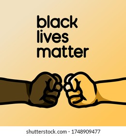 Black lives matter with black and white hand vector illustrations for background and social media content, messages to show black and white person can live together.