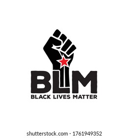 Black Lives Matter. Black and white illustration depicting Black Lives Matter with fist icon. EPS Vector