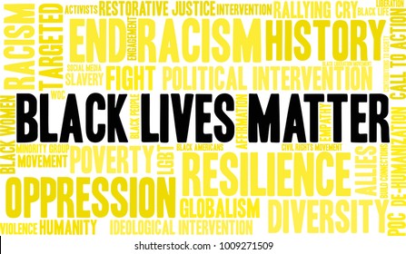 Black Lives Matter word cloud on a white background. 