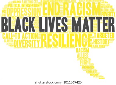 Black Lives Matter word cloud on a white background. 