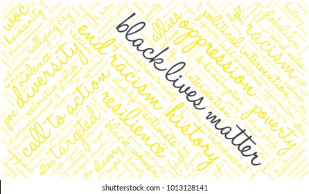 Black Lives Matter word cloud on a white background. 