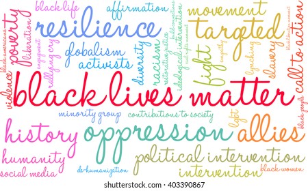 Black Lives Matter word cloud on a white background. 