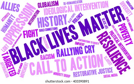Black Lives Matter word cloud on a white background. 