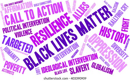 Black Lives Matter word cloud on a white background. 