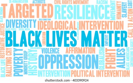 Black Lives Matter word cloud on a white background. 
