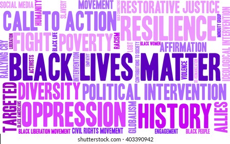 Black Lives Matter word cloud on a white background. 