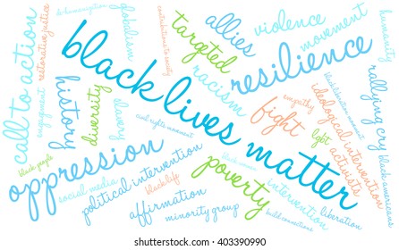 Black Lives Matter word cloud on a white background. 