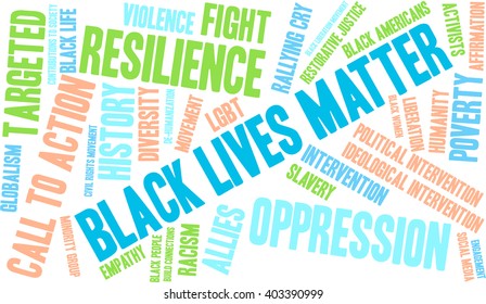 Black Lives Matter word cloud on a white background. 