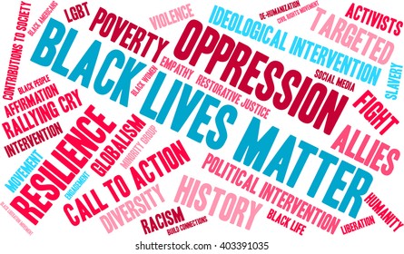 Black Lives Matter word cloud on a white background. 