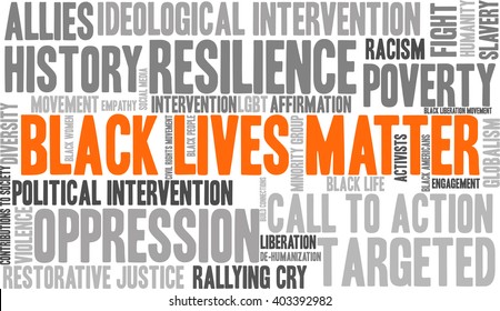 Black Lives Matter word cloud on a white background. 