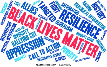 Black Lives Matter word cloud on a white background. 