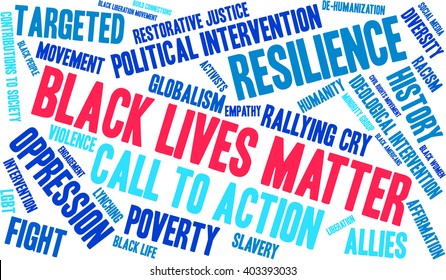 Black Lives Matter word cloud on a white background. 