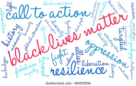 Black Lives Matter word cloud on a white background. 