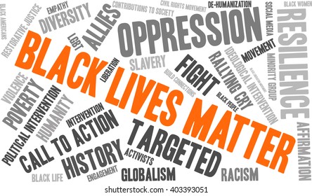 Black Lives Matter word cloud on a white background. 