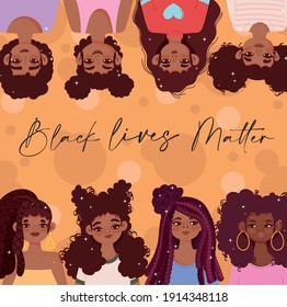 black lives matter, black young beautiful women portraits vector illustration