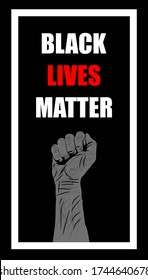 black lives matter.Fist raised for freedom and accuracy.