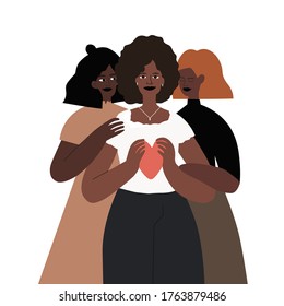 Black Lives Matters Concept Illustration.
 Women's Friendship, Union Of Feminists Or Sisterhood. The Concept Of The Female's Empowerment Movement.