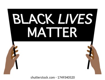 Black lives matters sign in somebody’s hands. Social poster, banner. Stop racism police violence. I can't breathe.