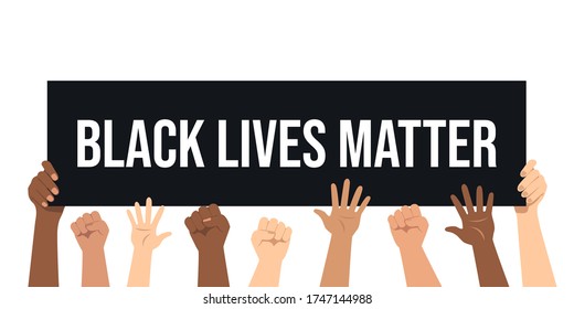 Black lives matters. Social poster, banner. Stop racism police violence. I can't breathe. Flat vector illustration - Shutterstock ID 1747144988