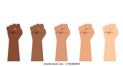 Black lives matters. Social poster, banner. Stop racism. Demonstration, protest, strike. Flat vector illustration