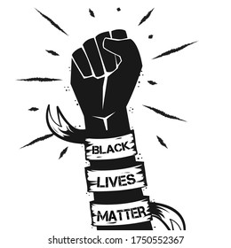 Black Lives Poster  Protest vectorial illustration  Strong fist in the air 