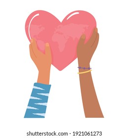black Lives, black and white hands with heart vector illustration