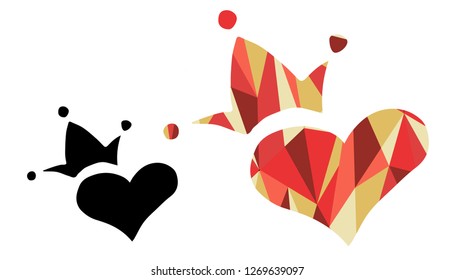 Black and Living Coral Color of Heart. Vector Illustration for Graphic Design, Outline, Background, Logo, T-shirt and More.