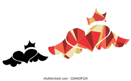 Black and Living Coral Color of Heart. Vector Illustration for Graphic Design, Outline, Background, Logo, T-shirt and More.
