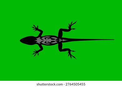 black lizard reptile animal vector green background