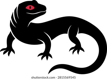 Black Lizard Silhouette Vector Illustration Isolated Reptile
