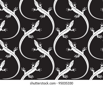 black lizards on a seamless wallpaper pattern. Vector illustration