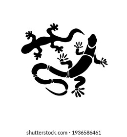 Black lizards. The silhouette of reptiles. Vector illustration