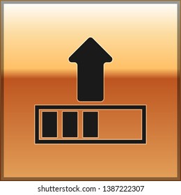 Black Loading icon isolated on gold background. Upload in progress. Progress bar icon. Vector Illustration
