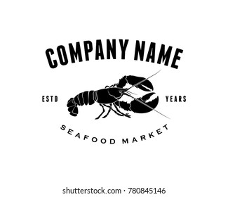 Black Lobster Food Vector Animal Logo Company Symbol for Restaurant