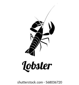 Black Lobster icon, vector illustration