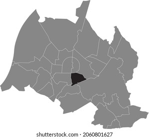 Black location administrative map of the Südstadt district inside gray urban districts map of the German regional capital city of Karlsruhe, Germany