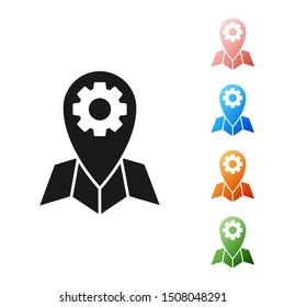 Black Location job icon isolated on white background. Set icons colorful. Vector Illustration