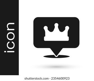 Black Location king crown icon isolated on white background.  Vector