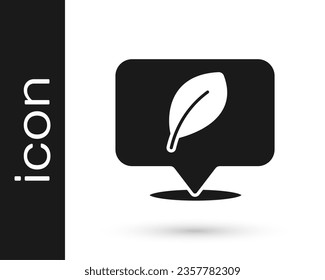 Black Location with leaf icon isolated on white background. Eco energy concept. Alternative energy concept.  Vector