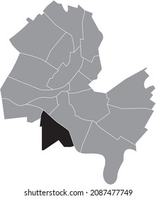 Mapa de ubicación en negro del distrito Acacias-Vernets-Queue d'Arve dentro del mapa de los distritos urbanos grises de la capital regional suiza de Ginebra, Suiza