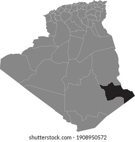 Black location map of the Algerian Djanet province inside gray map of Algeria