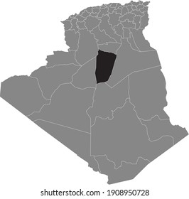 Black location map of the Algerian El Menia province inside gray map of Algeria
