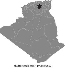 Black location map of the Algerian M'Sila province inside gray map of Algeria