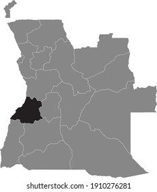 Black location map of the Angolan Benguela province inside gray map of Angola