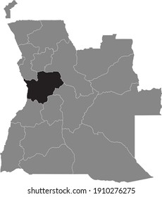 Mapa de ubicación negra de la provincia angoleña de Cuanza Sul dentro del mapa gris de Angola