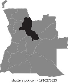 Black location map of the Angolan Malanje province inside gray map of Angola